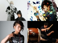 左上：チームトラッシュ　右上：MC横川　左下：DJ KAZUYA　右下：太鼓奏者　神谷俊一郎
