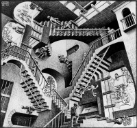 《相対性 1953》All M.C. Escher works © the M.C. Escher Company B.V. - Baarn -the Netherlands. Used by permission.  All rights reserved. www.mcescher.com