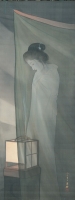 鰭崎英朋 《蚊帳の前の幽霊》明治39年（1906）絹本着色 全生庵 通期展示